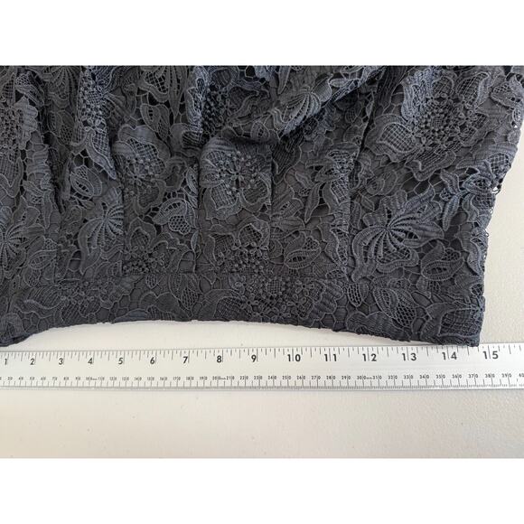 Garnet Hill Scalloped Lace Midi Skirt Womens Size 6 Pleated Black Whimsigoth - Picture 8 of 12